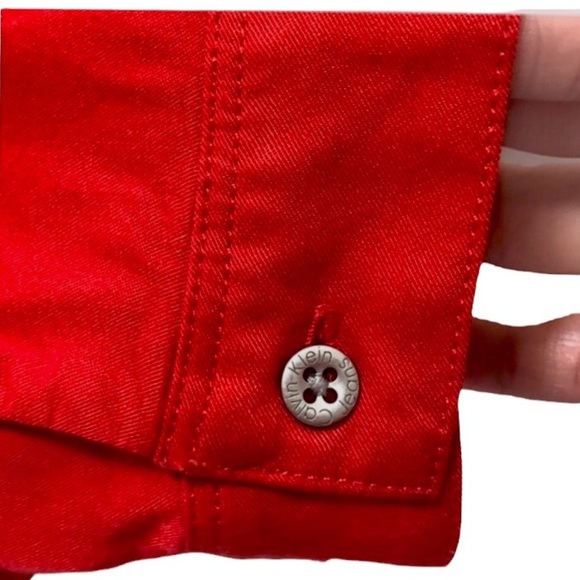Calvin Klein Red Long Sleeve Button Down Shirt SP - Picture 4 of 8